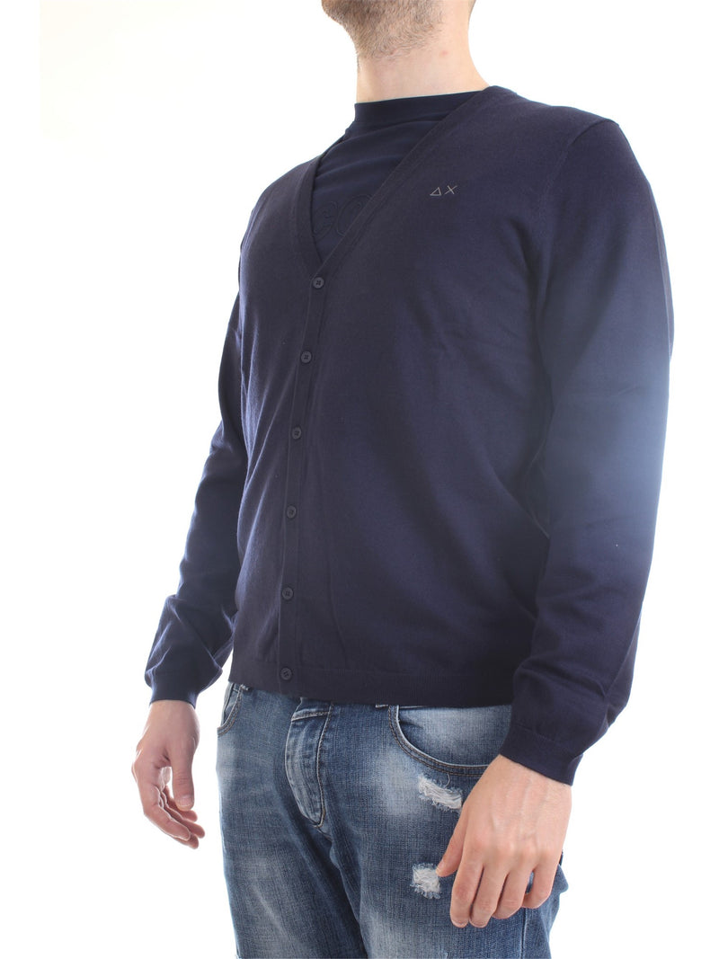SUN68 Cardigan Uomo Blu - CARDIGAN V SOLID