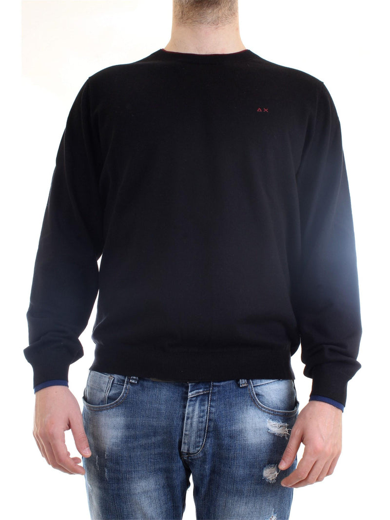 SUN68 Men's Black Jersey - ROUND DOUBLE RIB