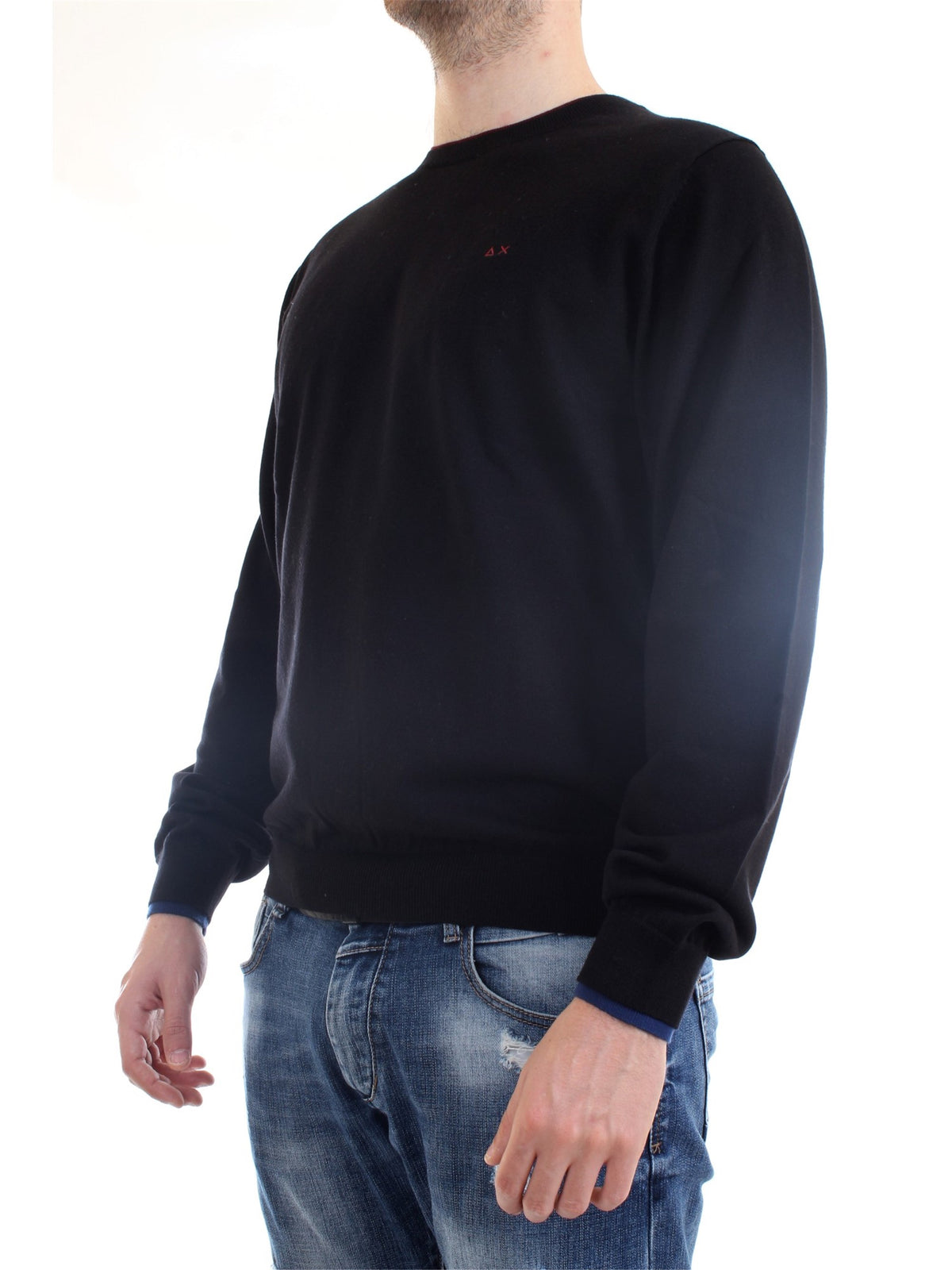 SUN68 Maglia Uomo Nero - ROUND DOUBLE RIB