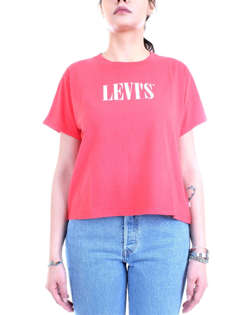LEVI'S Red Women's T-Shirt - GRAPHIC VARSITY TEE