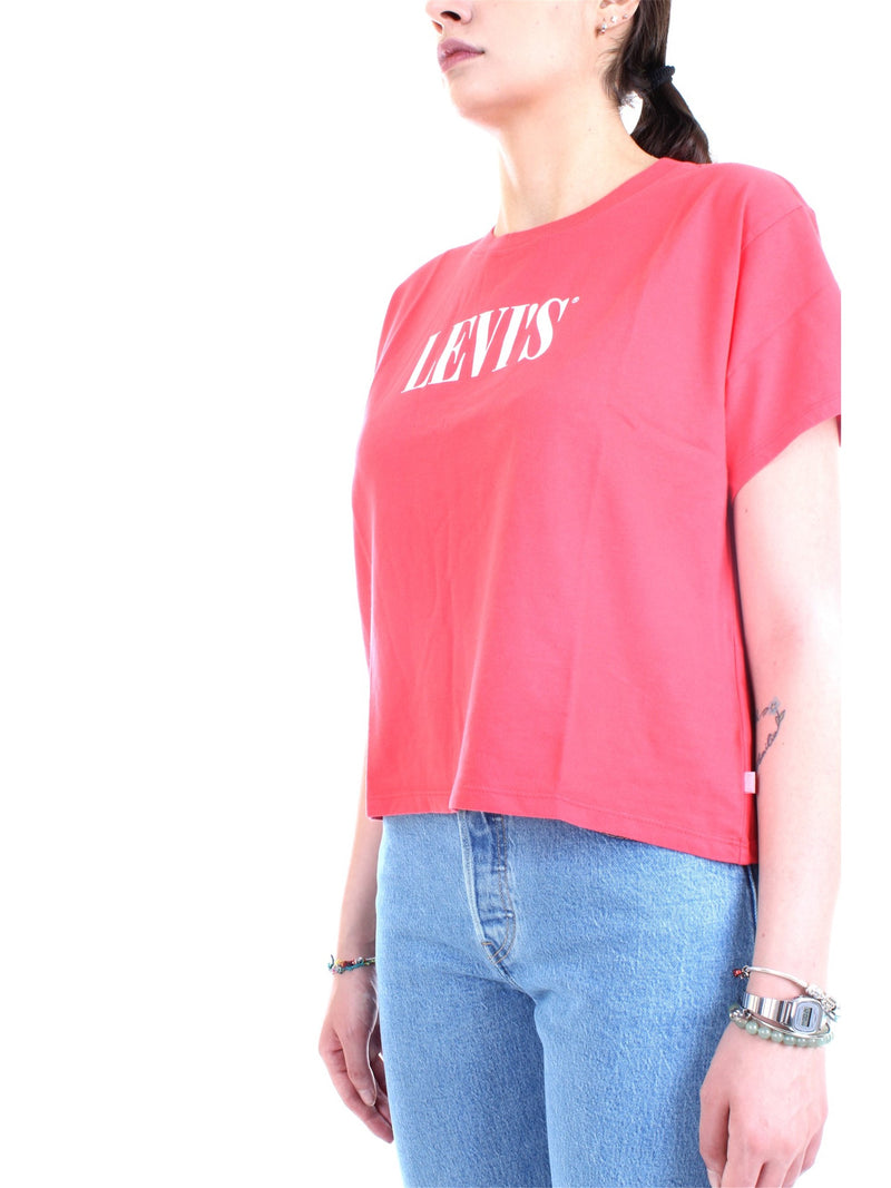 LEVI'S Red Women's T-Shirt - GRAPHIC VARSITY TEE