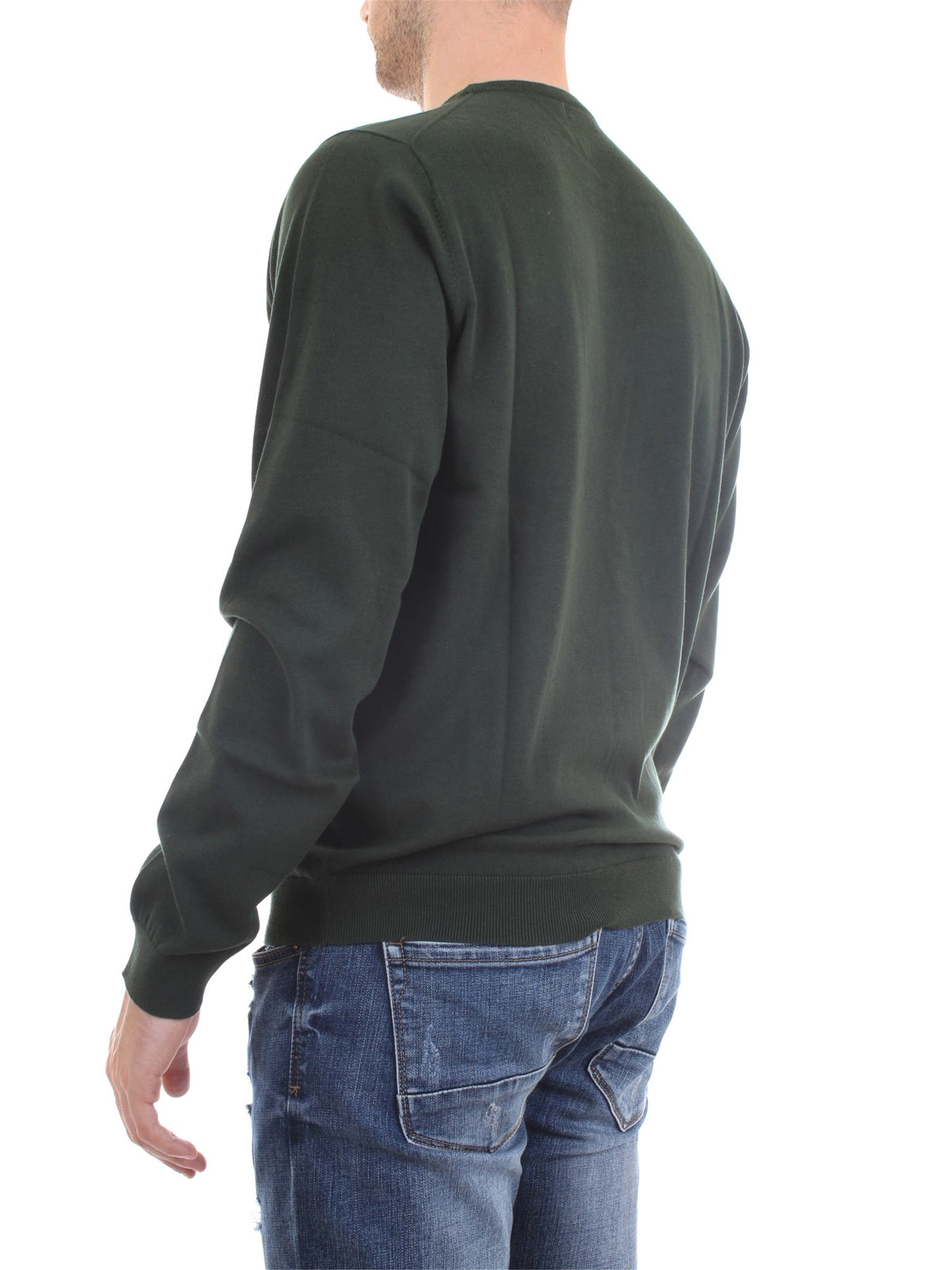 SUN68 Maglioni Uomo Verde - ROUND NECK SOLID