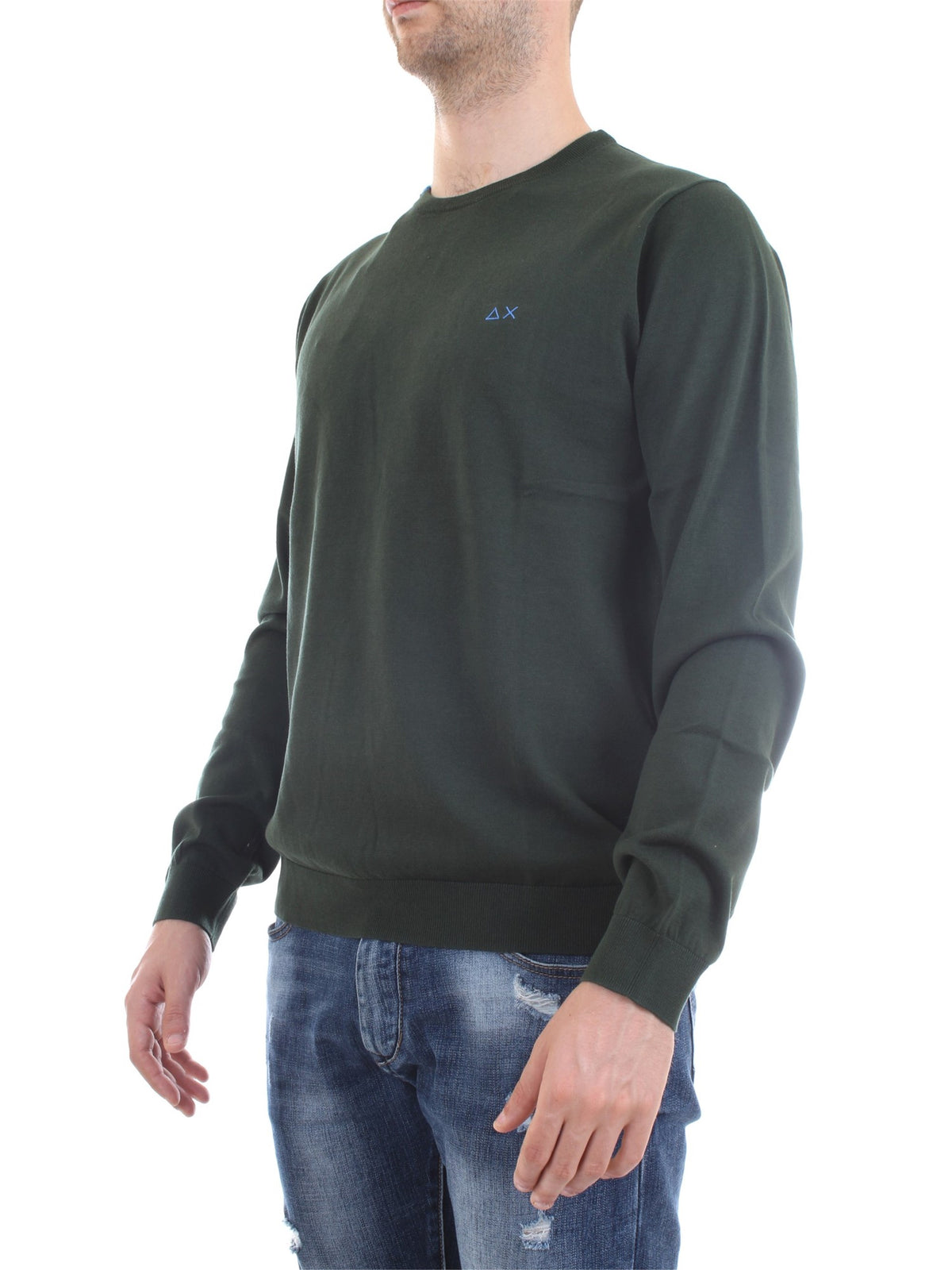 SUN68 Maglioni Uomo Verde - ROUND NECK SOLID