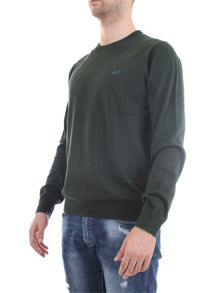SUN68 Maglioni Uomo Verde - ROUND NECK SOLID
