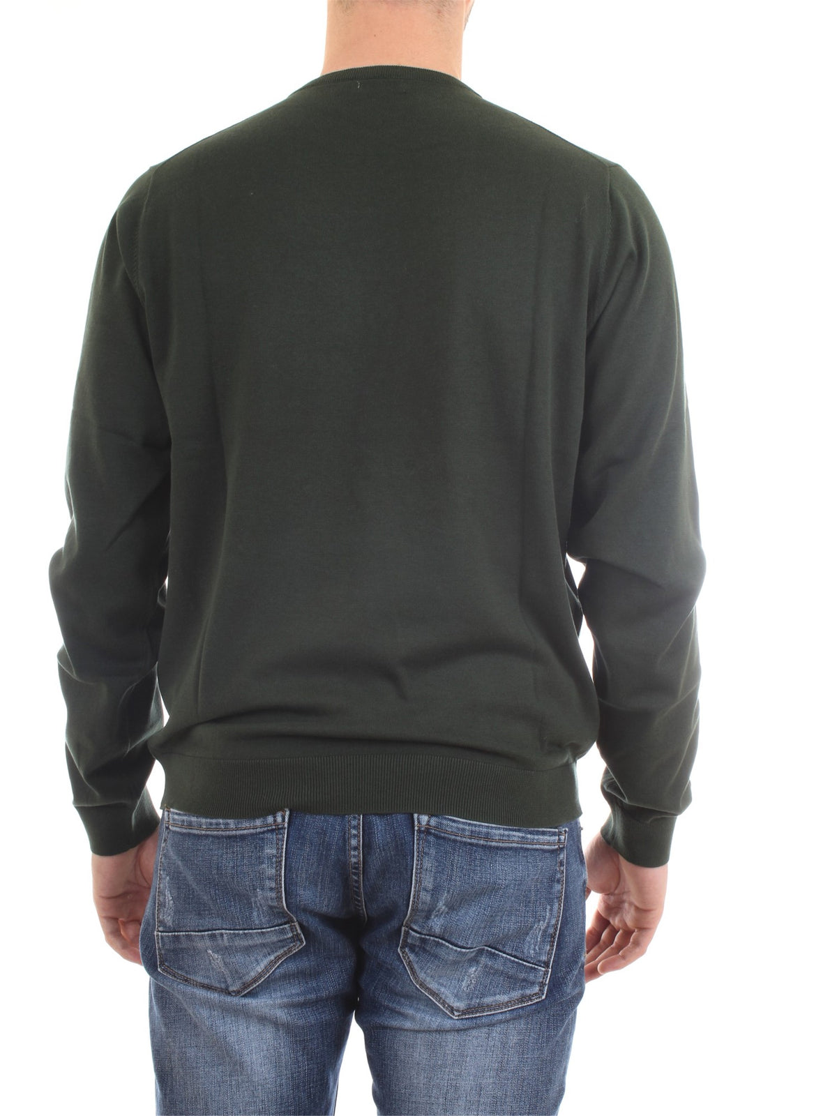 SUN68 Maglioni Uomo Verde - ROUND NECK SOLID
